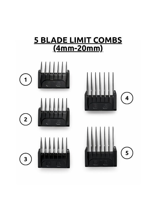 Milano Plus Milano Professional Hair Clipper MS-609 – Cordless & Cord Hair Trimmer for Men, Turbo Motor, 60-Min Battery, 5 Guide Combs Barber Trimmer - Image 5